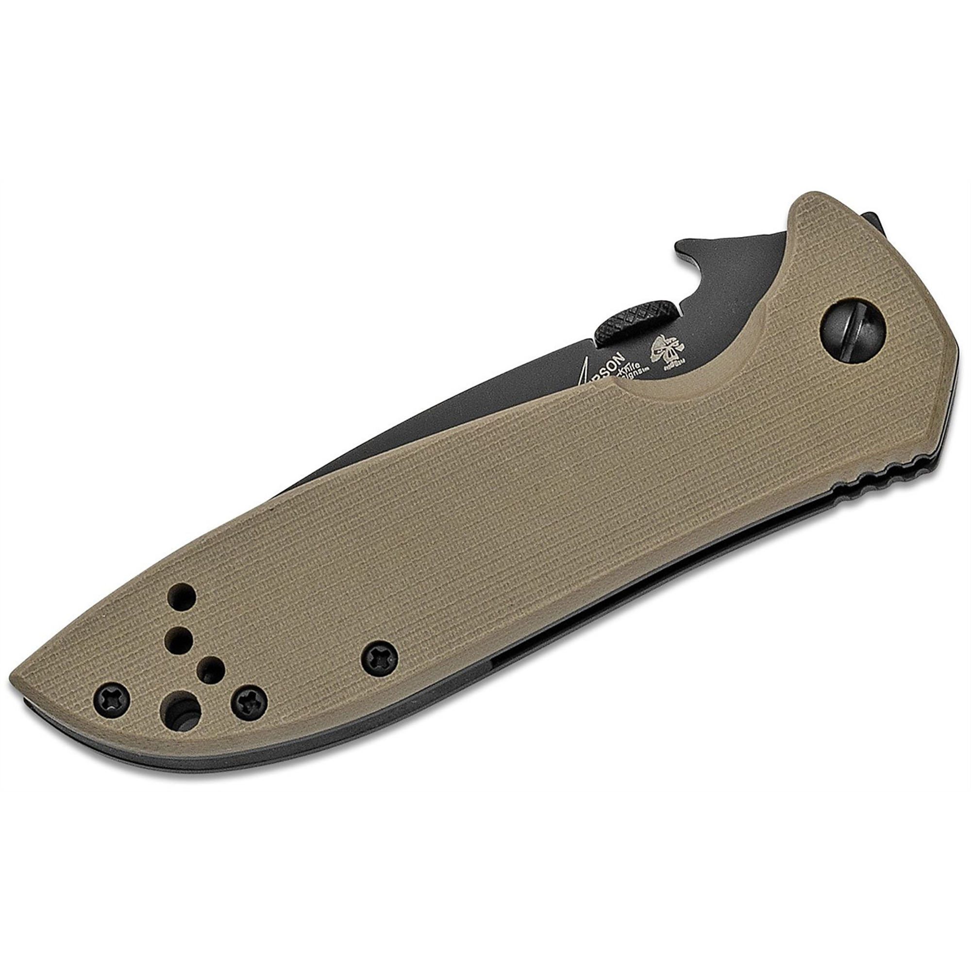 Kershaw Emerson CQC-4K Knife — Reversible Pocket Clip, Thumb Disk, Frame Lock, Model# KER6054BRNBLK